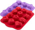 Food Grade Silicone Cake Mold, Muffin Baking Pan with 12 Cavity Flowers and Heart Shape Non-Stick 2-Pack Silicone Bakeware for Chocolate, Cupcake,...