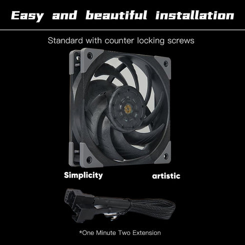 P1 Performance Black Computer Case Fans, LCP Polymer Material Cooling Fan,120mm CPU Fan PWM 2650RPM 92CFM 4.55mmH20 FDB Bearing, Suitable for PC C...