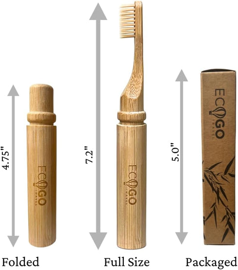Foldable Bamboo Toothbrush with BPA-Free Soft Bristles | Eco-Friendly, Travel-Sized, Reusable Compact Case, Biodegradable Recycled Packaging...