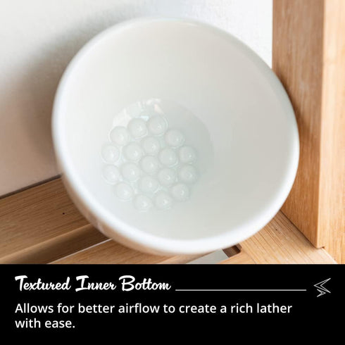 Ceramic Textured Shaving Bowl – Shave Soap & Shaving Cream Dish, Textured for Rich Lather (White)...