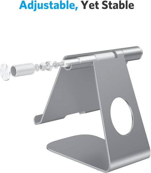 OMOTON Tablet Stand Holder Angle Adjustable, T1 Desktop Aluminum Tablet Dock Cradle Compatible with iPad Air/Mini, iPad 10.2, iPad Pro 11/12.9, Sa...