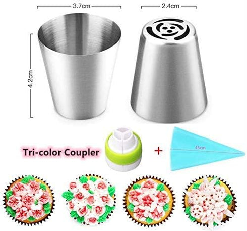 Russian Piping Tips Cake Decorating Complete Set, WOWDECOR 24pcs Baking Supplies Kit Icing Nozzles Flowers Shaped, Frosting Bags and Tips for Begi...
