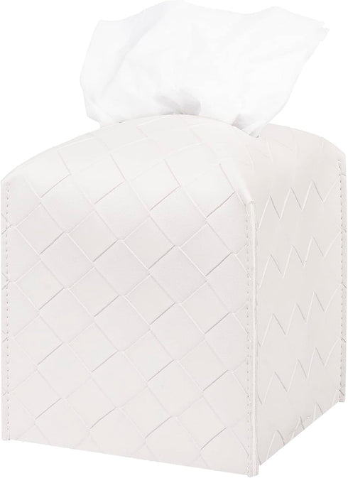 Tissue Box Cover PU Leather Tissue Holder Square Organizer Dispenser for Bathroom, Bedroom, Vanity Countertop, Office, Car, Griege...