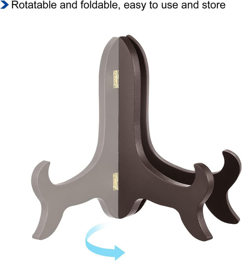 uxcell 10" Easel Plate Holder, Wooden Folding Display Stand Brown for Decorative Picture Frame...