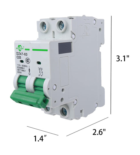 Miniature Circuit Breaker - 3 Pcs 110V/240V MCB DZ47-63 Mini Home Circuit Breaker 2 Pole 16A...