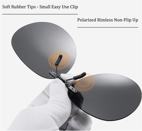 Clip On Sunglasses Polarized Over Prescription Glasses Unisex Rimless Non-Flip Up...