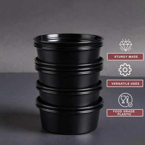 50 Pack 4oz Portion Cups plastic containers disposable small tiny dipping shot Black food serving sauce 4 ounce oz mini bowls individual dessert j...