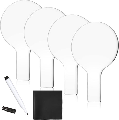 4 Pieces Mini Dry Erase Answer Paddles Acrylic Answer Board Double-Sided Answer Paddles Quick Response Board with Handle for Teaching Games Home O...