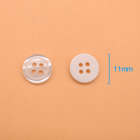 11mm 200Pcs Sewing Shirt Resin Buttons 4 Holes White Faux Pearl Finish...