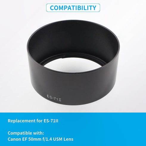 Camera Lens Hood Shade, Dedicated Bayonet Mount Hood Compatible for Canon EF 50mm f/1.4 USM Lens Replaces ES-71II...