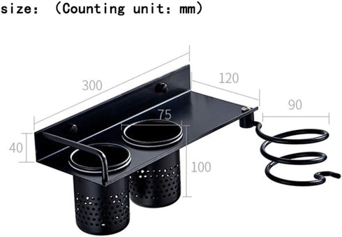 Wall Mount Hair Dryer Hanging Rack Organizer - Bathroom Storage Basket for Hair Dryer, Flat Iron, Curling Wand, Hair Straightener, Brushes - Holds...