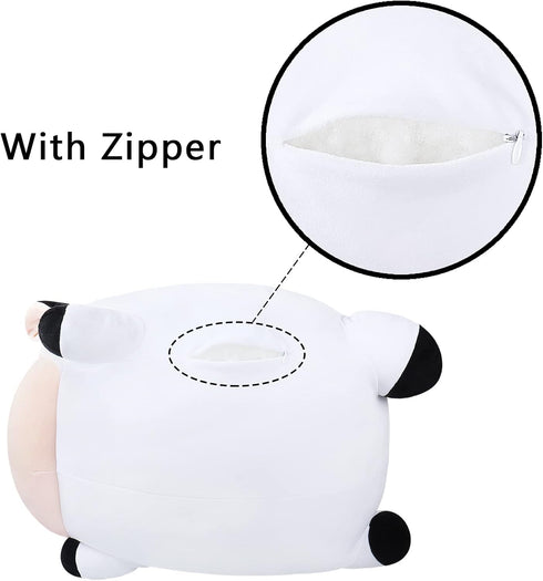 Cow Stuffed Animals 13.7” Cow Plush Pillow Stuffed Dolls Hugging Pillow with Zipper, Plush Toys Dolls Gifts for Kids Girls Boys Adults...