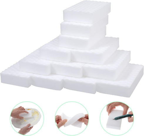 12PCs Magic Cleaning Sponges Eraser, Multi-Surface Scrubber Foam Cleaning Pads, Household Melamine Sponge, No Scratches Foam Cleaner Tool for Bath...