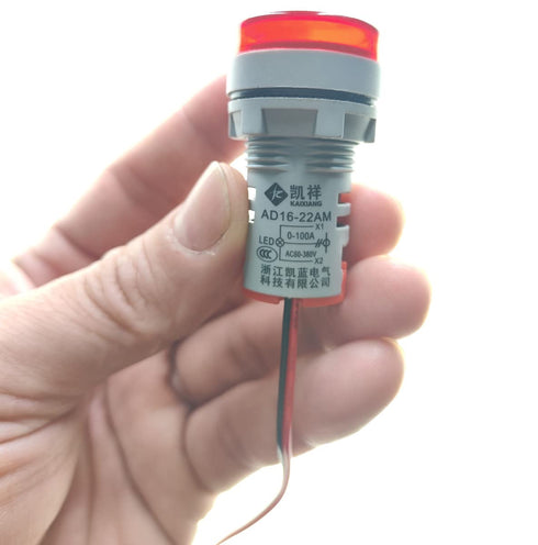 3pcs Digital Display AC Current Indicator, 22mm Round Head LED Current Tester 0~100A Ammeter Monitor (Red)...