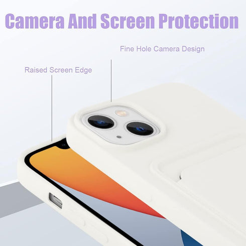 MZELQ Silicone Wallet for iPhone 14 Case, Card Holder Camera Protection Cover for iPhone 14 Case + Screen Protector, Card Slot Cute Case Compatibl...