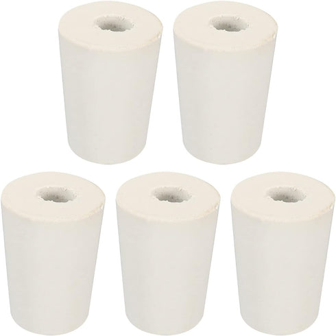 MECCANIXITY Rubber Tapered Plug 15mm to 20mm with 8mm Hole Test Tubes Bungs Stopper White for Lab Home 5 Pieces...