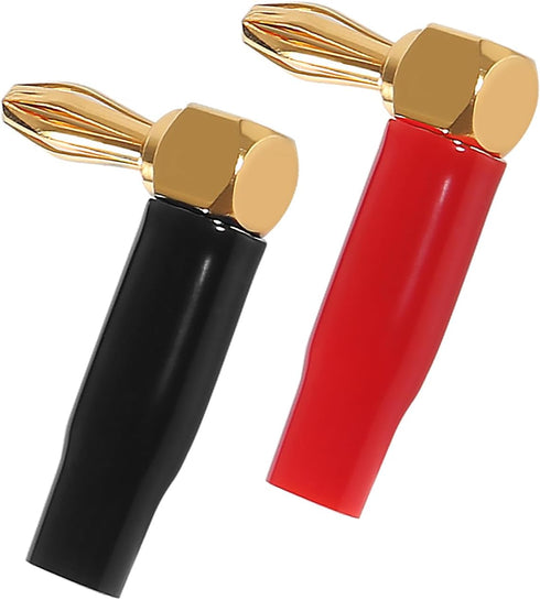 6 Pairs 4mm Speaker Banana Plugs Right Angle 24k Gold Plated 90 Degree Speaker Banana Connector(6 Pairs/12 Pcs)...