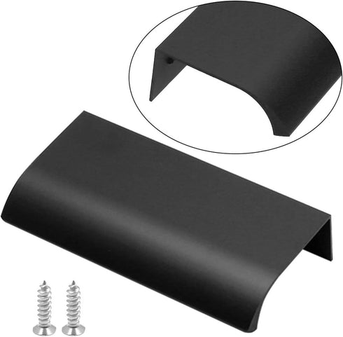 12Pcs 80mm/3.15" Mount Finger Edge Pull, Furniture Drawer Handles, Aluminum Concealed Handle for Home Kitchen Door Drawer Cabinet with Screws (Bla...