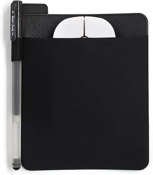 AubRie Universal Stick-On Mouse Pouch, Wireless Mouse and Pen Holder, Reusable Adhesive, No Glue Residue, Compatible with Battery Pack(Black)...