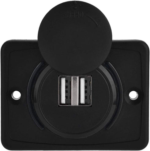 Car USB Charger, 3.1A 12-24V Dual USB Port Socket Car Charger Adapter LED Waterproof Fast Car Charger Outlet with Cap for Cars Bus RV Boat...