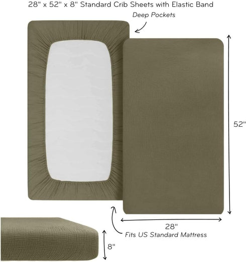 Denmark - Super Soft Muslin Fitted Baby Crib Sheets for Boys and Girls – Standard Size for 28'' x 52'' Crib Mattress - 100% Organic Cotton for Ult...