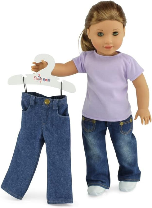 Emily Rose Value 5 Pack Painted White Wooden 18" Doll Clothing Hangers for Closets Armoires Wardrobes Furniture | Accessories Made for 16-inch - 1...