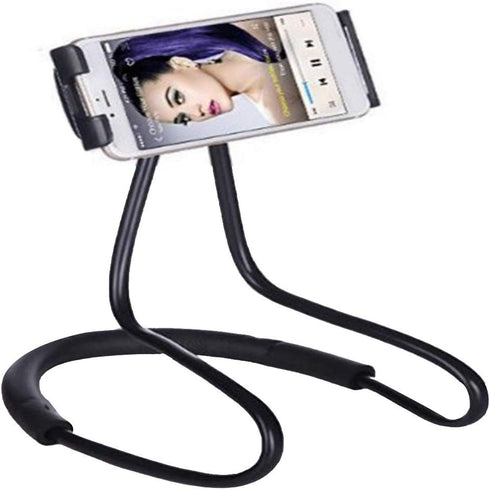 Flexible Long Arms Stand Clip Holder,Hanging on Neck Universal Lounger's Bracket for Mobile Phone Tablet PC Desktop(Black)...