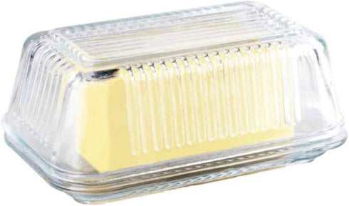 Tablecraft Ribbed Glass Butter Dish...