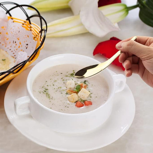 Soup Spoons Stainless Steel Chinese Soup Spoons Set of 6 Asian Soup Spoons Silverware Cucharas Para Comer for Ramen Pho Wonton Dumpling Noodles (g...