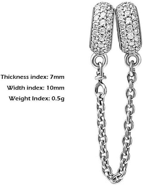 MagiDeal Heart Clasp Safety Chain Charm Plated Silver Clip Lock Stopper Charm Spacer Beads for Charms Bracelets (Crystal Safety Chain)...