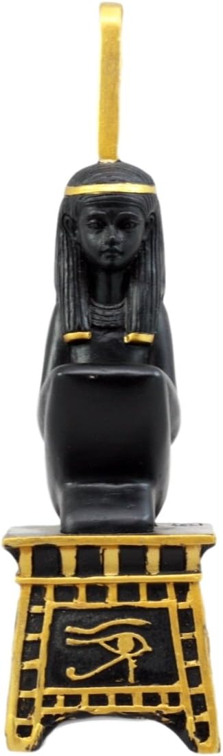 Ebros Gift Egyptian Goddess Maat Squatting On Pedestal with Ostrich Feather Statue 6" H Deity of Truth & Justice Figurine...