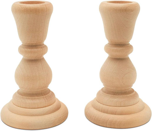 Mini Wood Candle Holders, 4 Inch Wooden Candlestick Holders with 7/8 Inch Hole, Set of 12 Unfinished Wooden Candle Holders, Farmhouse Rustic Candl...