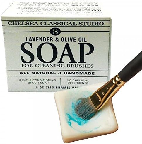 Chelsea Classical Studio Lavender & Olive Oil Soap - All Natural & Handmade Used For Cleaning Brushes Gentle Conditioning Brush Soap...