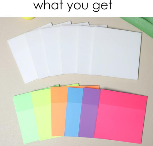 600Pcs Transparent Sticky Notes,Clear Self-Sticky Annotation, Waterproof Translucent Color Memo Pad 3 x 3 inch...