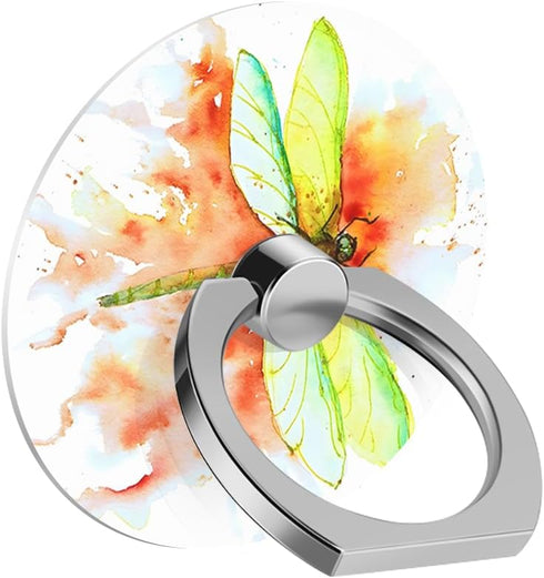 Cell Phone Ring Holder Grip, Cute Green Orange Dragonfly Finger Ring Stand 360 Degree Rotation Universal Cell Phone Back Hand Grip Finger Ring Kic...