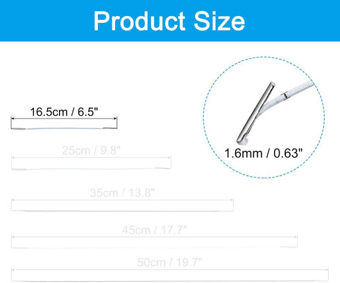 PATIKIL 6 Inch Elastic Barbed Cord, 200 Pcs 1.6mm Loop Stretch Round String with Metal Barb Fasteners for Hats Masks Menus Crafting Book, White (1...