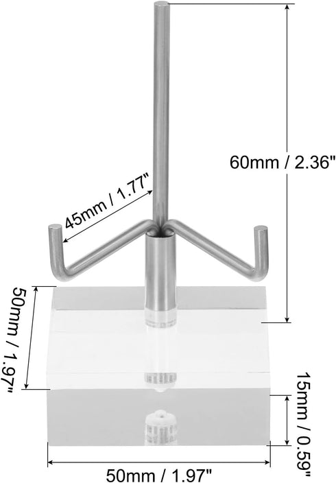 PATIKIL 2" x 2" x 1" Acrylic Display Stands, Display Easel Holder Stainless Steel Arm Crystal Display Stand for Mineral Gemstone Style 3, Clear...