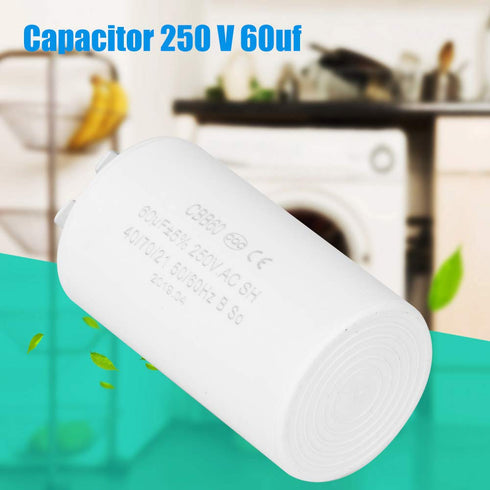 CBB60 Run Capacitor, AC 250V 60uF Motor Run Start Capacitor Frequency 50/60Hz 2 Pin for Motor Air Compressor...