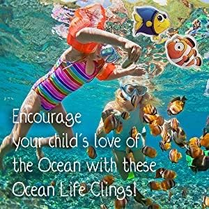 Ocean Sea Animal Gel Window Clings for Kids - Window Stickers for Toddlers, Gel Clings Window Decals Kids Jelly Reusable Sticker - Home Car Plane ...