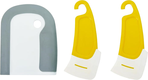 3PC Food Scraper Set, Nylon and Silicone for Cleaning of Pots, Pans, Dishes - BPA Free Plastic Scraper for Tough Cleaning and Silicone Spatula Cle...