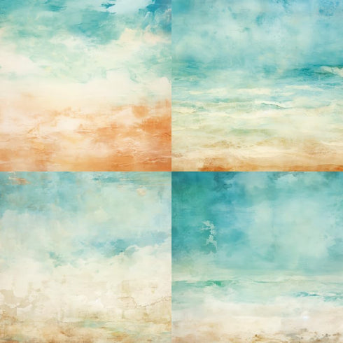 Scrapbook Paper Pad 6x6 Craft Paper Single-Sided Watercolor Seaside Background Beach Ocean Theme, Wedding, Birthday Party Decoration Sheets 24...
