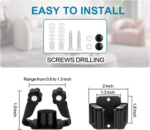 3PCS Broom and Mop Holder, Heavy Duty Garden Tool Organizer Rack Rake and Shovel Handle, Stainless Steel Mop Hanger. Wall Mounted Utility Rack wit...