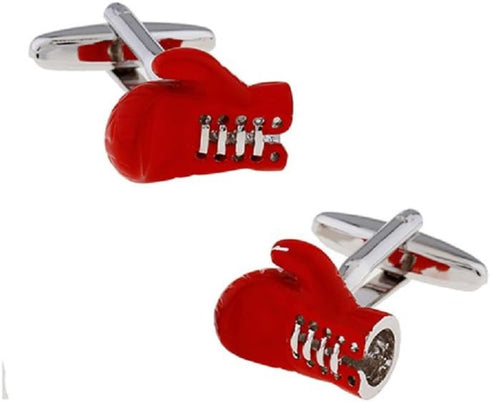 Boxing Gloves Squared Circle Ring Pair of Cufflinks in Presentation Gift Box & Polishing Cloth...