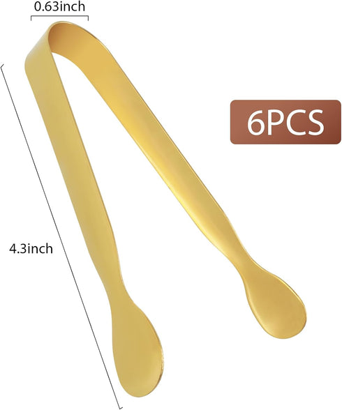 6 Pack Serving Tongs, Buffet Tongs Kitchen Tongs Stainless Steel Food Tong Sugar Tongs Small Serving Utensils for Tea Party Coffee Bar Catering Go...