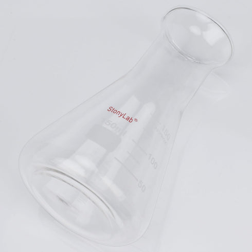 stonylab Glass Wide Mouth Erlenmeyer Flask, 150 ml Borosilicate Glass Erlenmeyer Flask with Heavy Duty Rim, 1 Pack...
