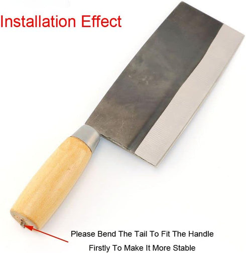 2 Pack Kitchen Knife Handle Replacement Wooden Round Grip for Chinese Chef's Knives Vegetable Meat Cleaver Bone Chopper Japanese Cutter Repair Sca...