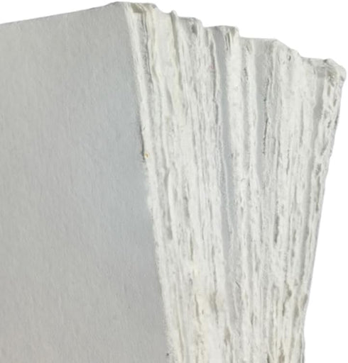Deckle Edge Paper Loose Leaf Sheets for Writing Calligraphy, Printing, Scrapbook Crafts, Map, Certificate, Invitation 150 GSM Ivory White-501-5x7-...