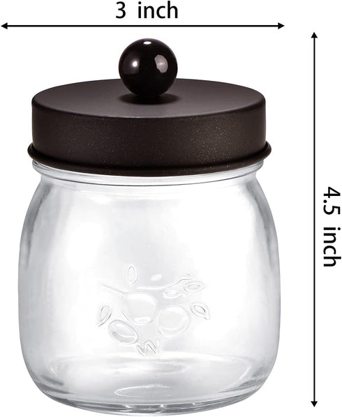 SheeChung 4 Pack Apothecary Jars with Lids, Bathroom Organizers and Storage, Qtip Holders Set, Bathroom Decor, Small Mason Jars for Q-tips, Cotton...