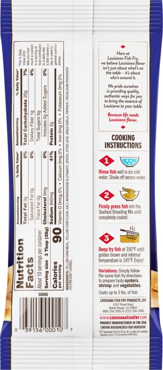 Louisiana Fish Fry Seasoned Crispy Fish Fry Seafood Breading - Season All Your Fish, Shrimp, or Oysters to Perfection (Exclusive Amazon Recipe Car...