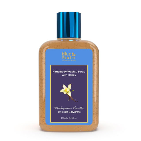 Blue Nectar Vanilla Body Wash & Scrub with Honey for Deep Cleansing, Exfoliation, Anti-cellulite, Anti-aging, Tan Removal and Repair (10 Herbs, 8....